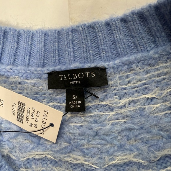 Talbots Light Blue Embroidery Frost Fair Isle Women's Sweater Sz SP - Picture 11 of 12